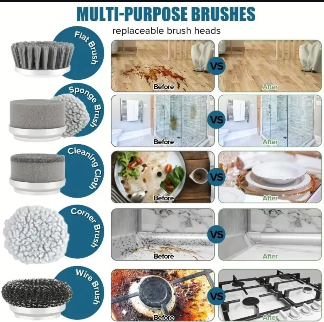 Electric spin scrubber cleaning brush